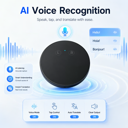 Wearable 108-Language Two-Way Voice Translator with AI Language Tutor