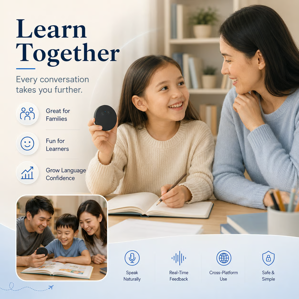 Wearable 108-Language Two-Way Voice Translator with AI Language Tutor