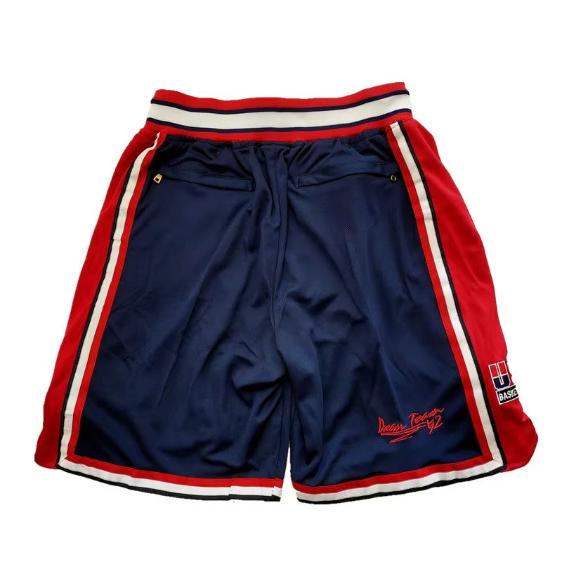 The Classic '92 Dream Edition USA Shorts – High-Quality Embroidered Retro Hardwood Basketball Shorts