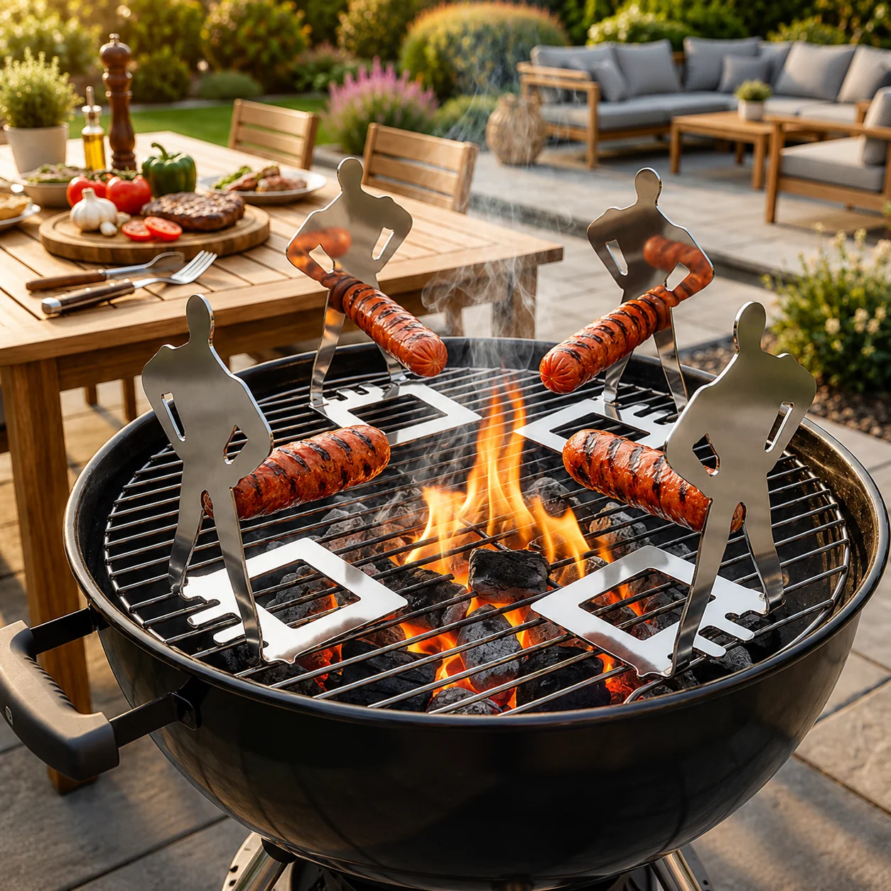BBQ Sausage Grill Holder Duo