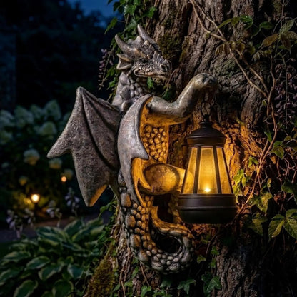 Solar Dragon Sculpture – Fantasy Garden Guardian with Enchanted Glow