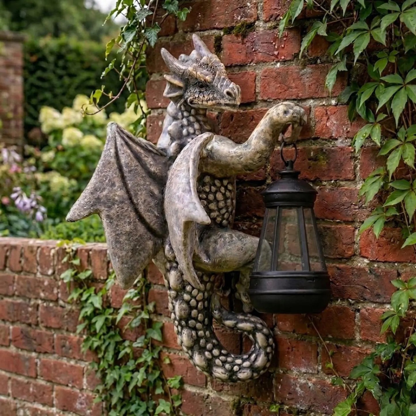 Solar Dragon Sculpture – Fantasy Garden Guardian with Enchanted Glow