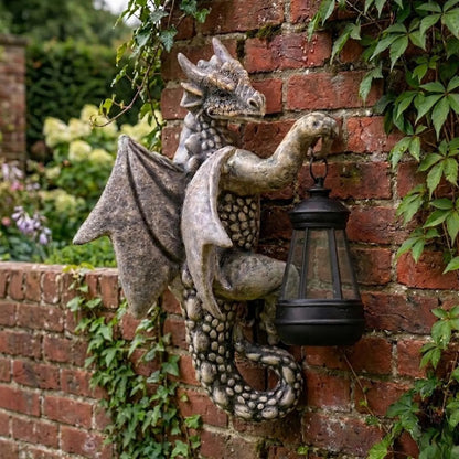 Solar Dragon Sculpture – Fantasy Garden Guardian with Enchanted Glow