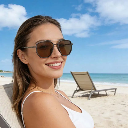 Polarized UV400 Sunglasses – Lightweight Geometric Square Frame