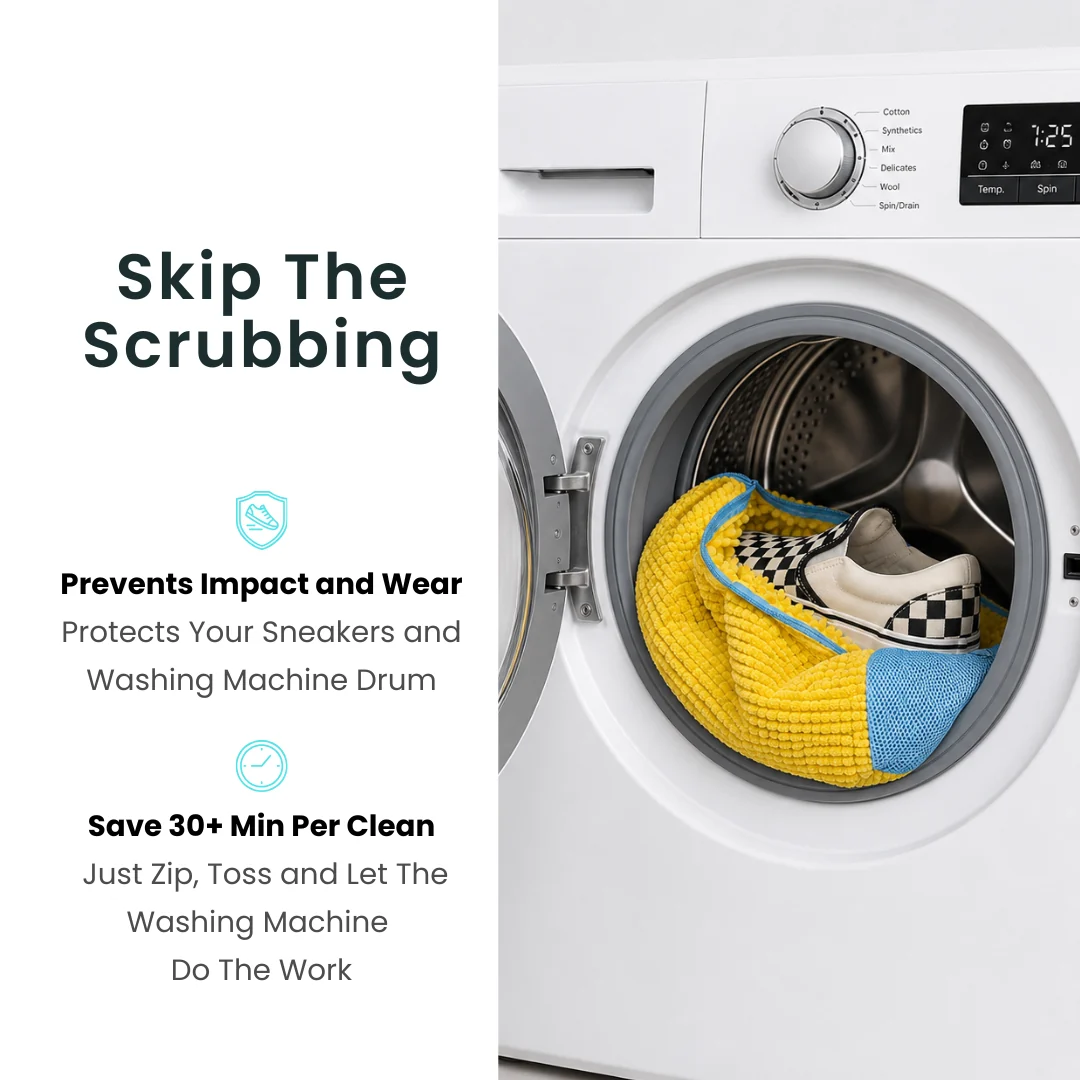 360° Chenille Sneaker Wash Bag — Stop Washing Machine Damage & Shoe Warping