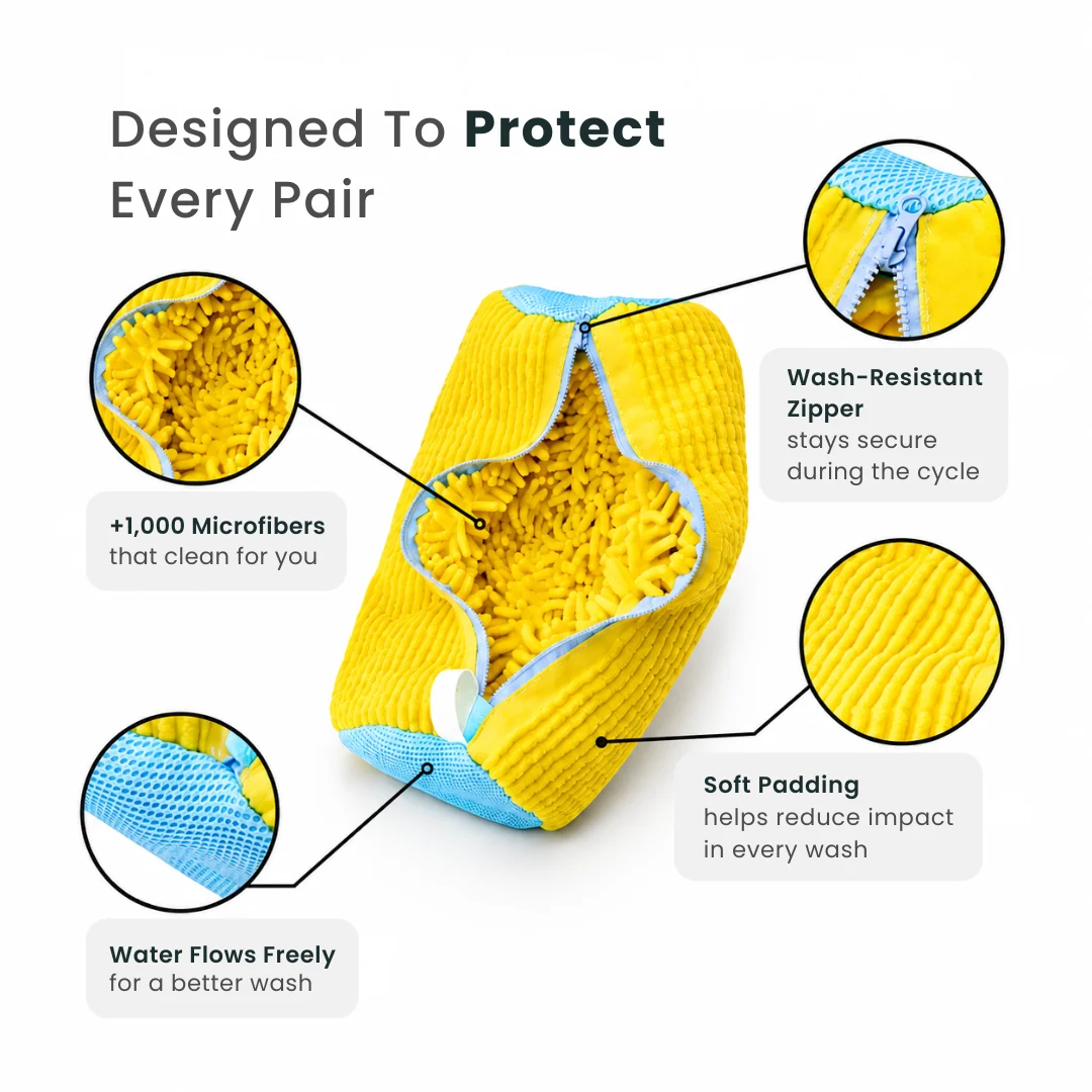 360° Chenille Sneaker Wash Bag — Stop Washing Machine Damage & Shoe Warping