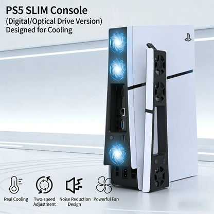 Quiet Cooling Fan for PS5 Slim & Pro - Automatic Temperature Control USB Cooler