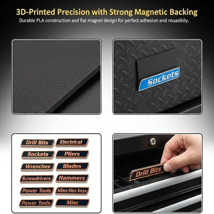 3D Magnetic Toolbox Labels — Organize Your Tools Without Sticky Mess