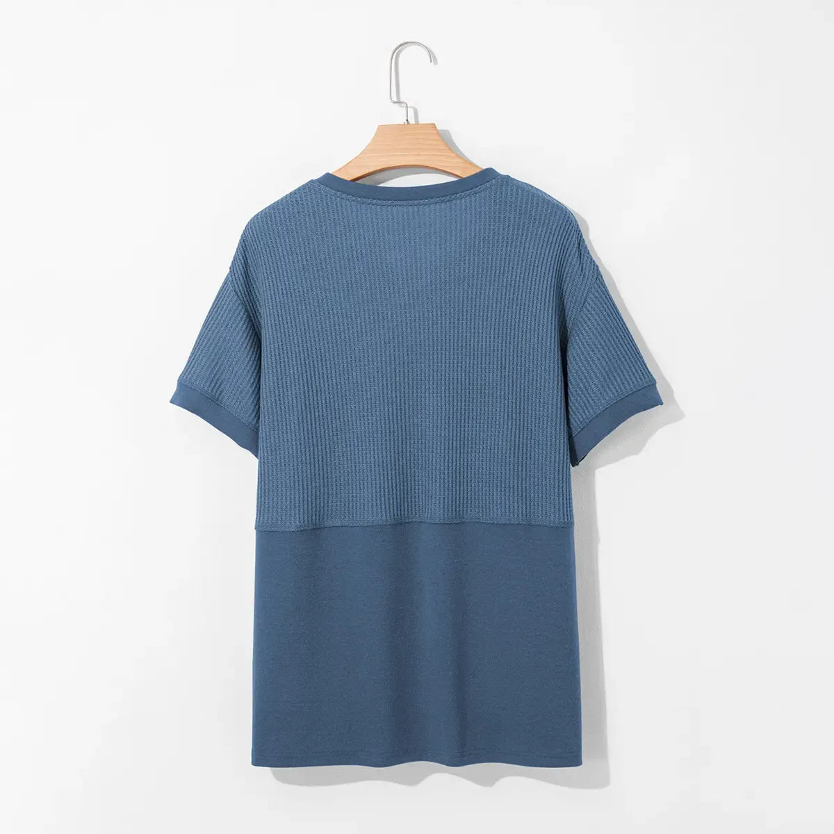Women's Summer Waffle Knit Top - Casual V-Neck Short Sleeve Shirt Loose Fit