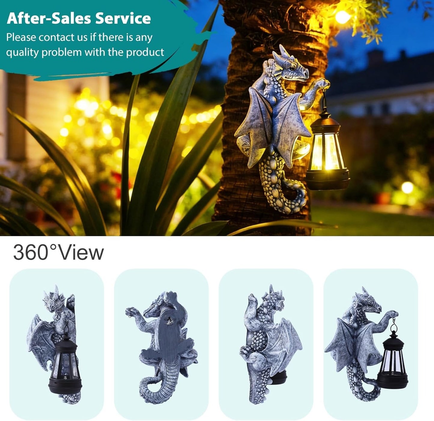 Solar Dragon Sculpture – Fantasy Garden Guardian with Enchanted Glow