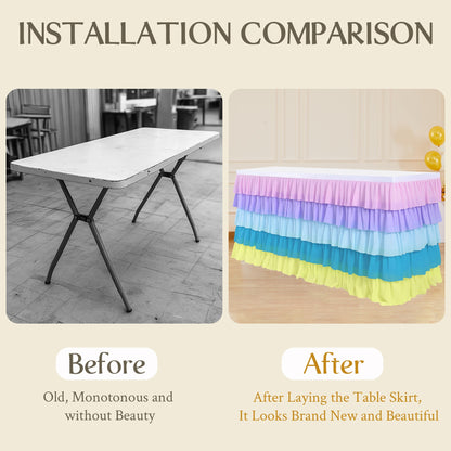 Slip-On Ruffle Table Skirt – No Clips, No Pins, No Hassle