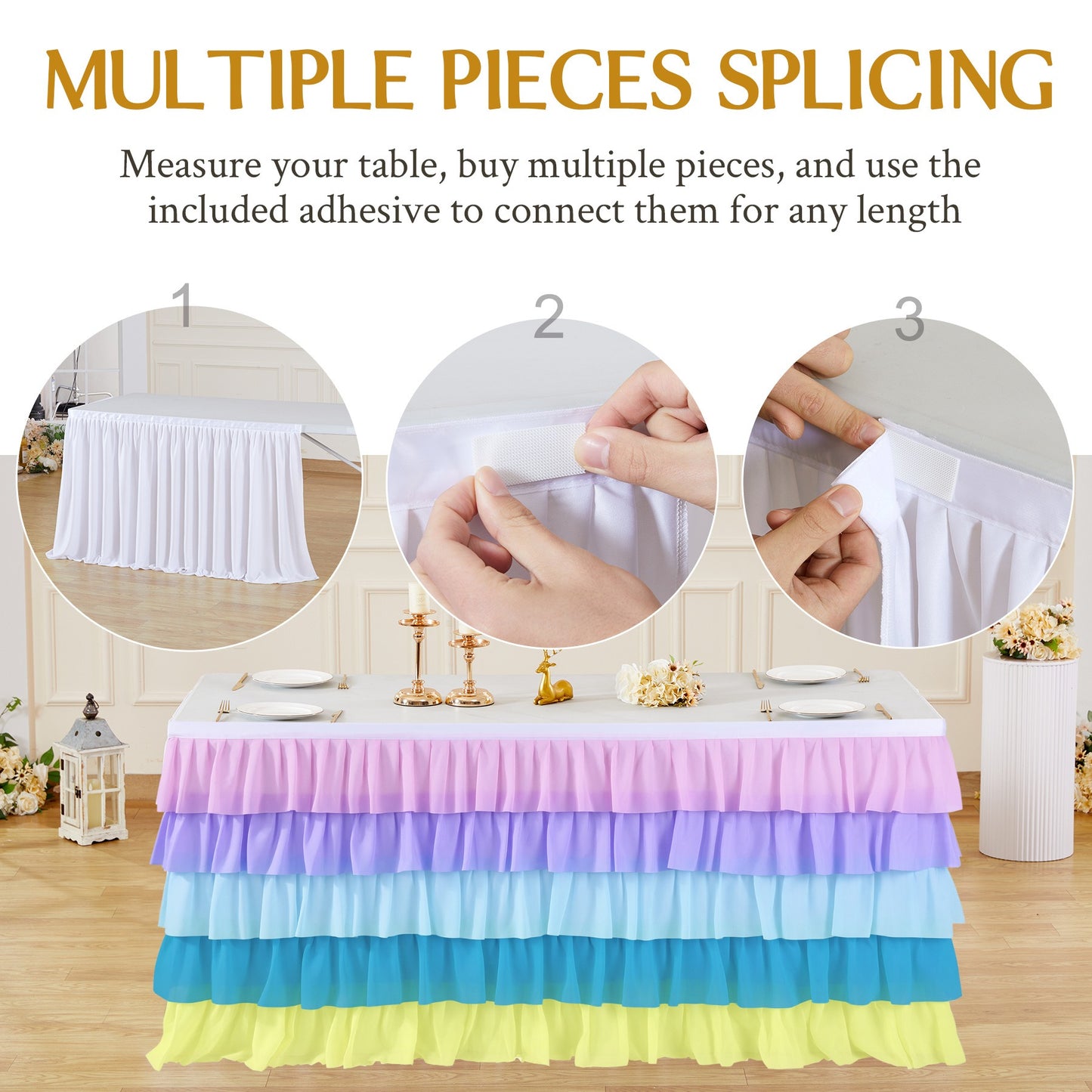 Slip-On Ruffle Table Skirt – No Clips, No Pins, No Hassle