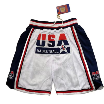 The Classic '92 Dream Edition USA Shorts – High-Quality Embroidered Retro Hardwood Basketball Shorts