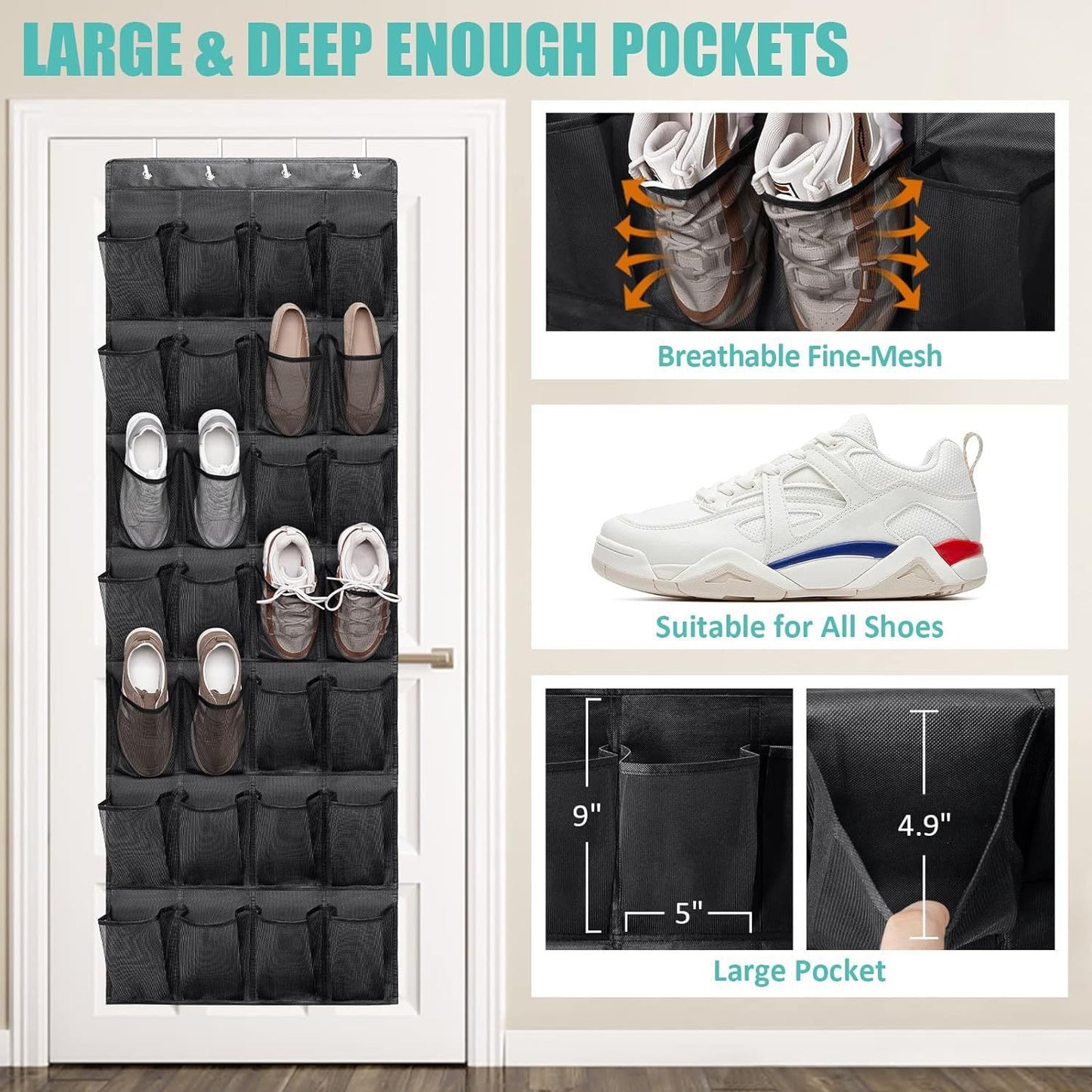 Space-Saving Over-the-Door Shoe Organizer