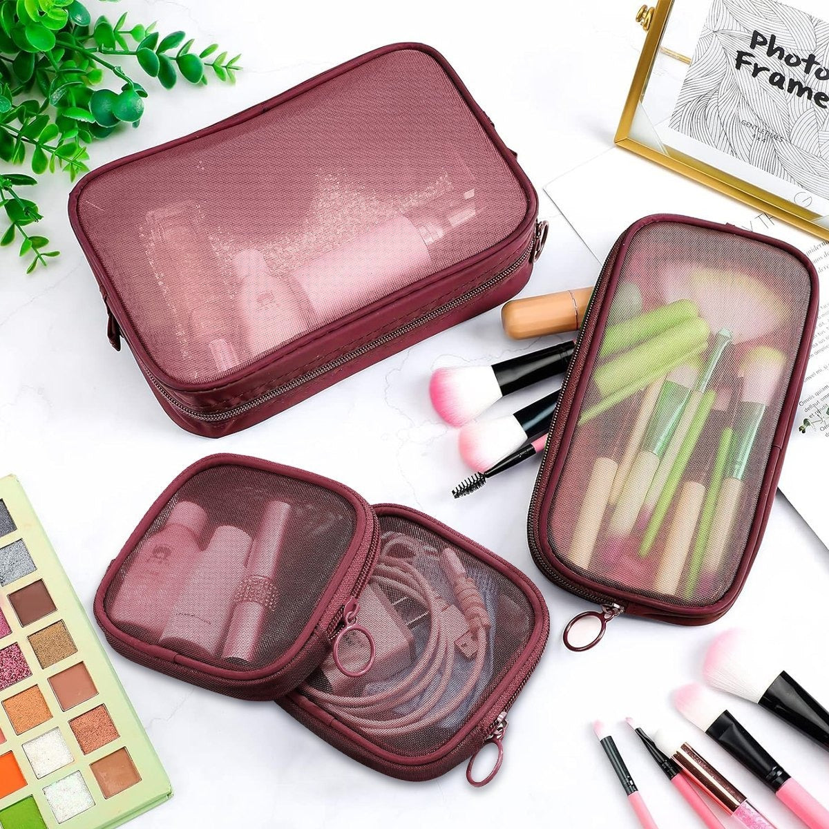 4-Piece Mesh Makeup Bag Set — See, Pack & Organize Everything Faster