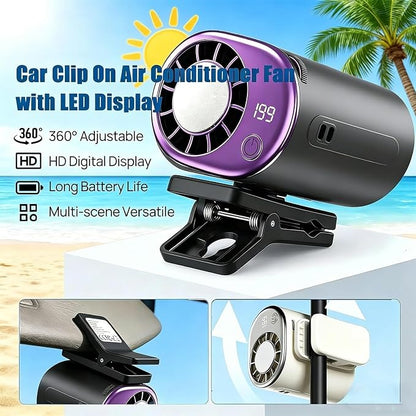 Safe Clip-On Cooling Fan for Car Seats — 360° Adjustable, Rechargeable & Long-Lasting