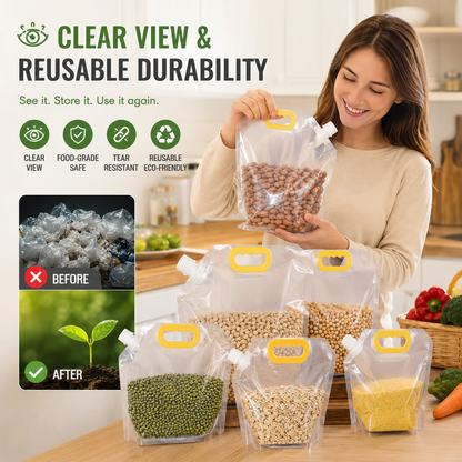 Reusable Airtight Food Storage Bags – Space-Saving Pantry Organizer