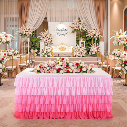 Slip-On Ruffle Table Skirt – No Clips, No Pins, No Hassle