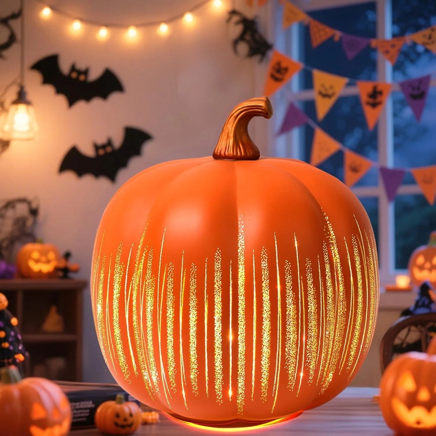 🎃✨ Illuminated Starry Night Pumpkins