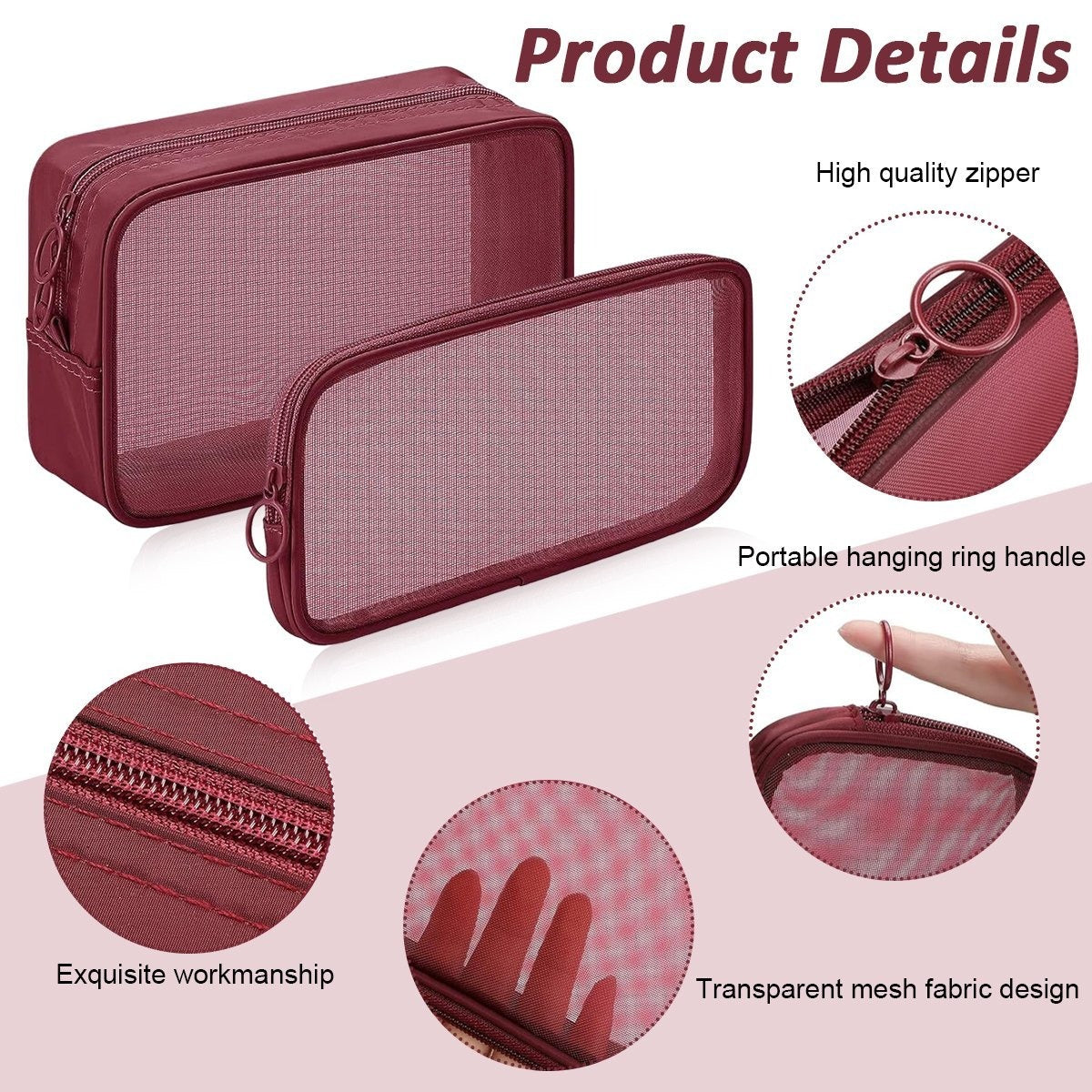 4-Piece Mesh Makeup Bag Set — See, Pack & Organize Everything Faster