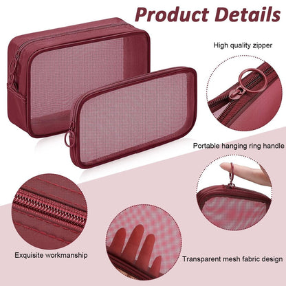 4-Piece Mesh Makeup Bag Set — See, Pack & Organize Everything Faster