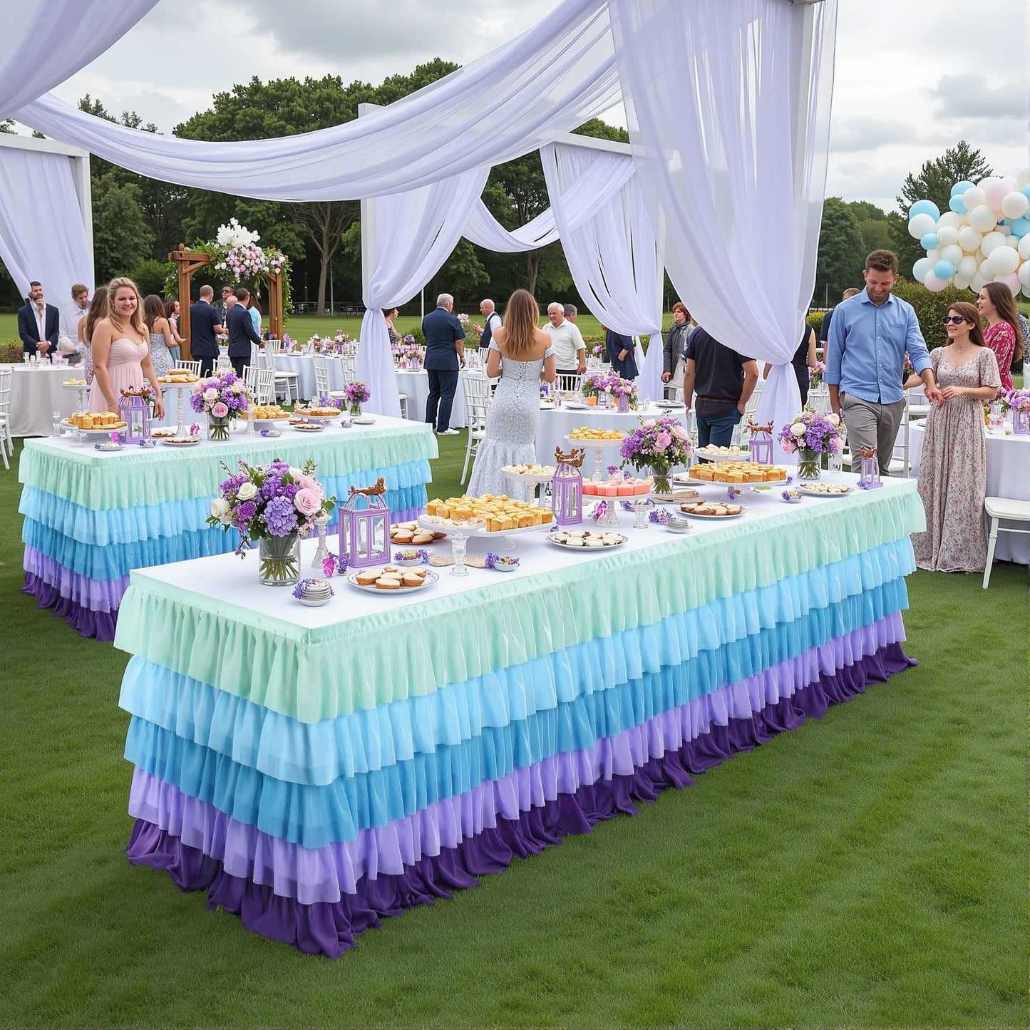 Slip-On Ruffle Table Skirt – No Clips, No Pins, No Hassle