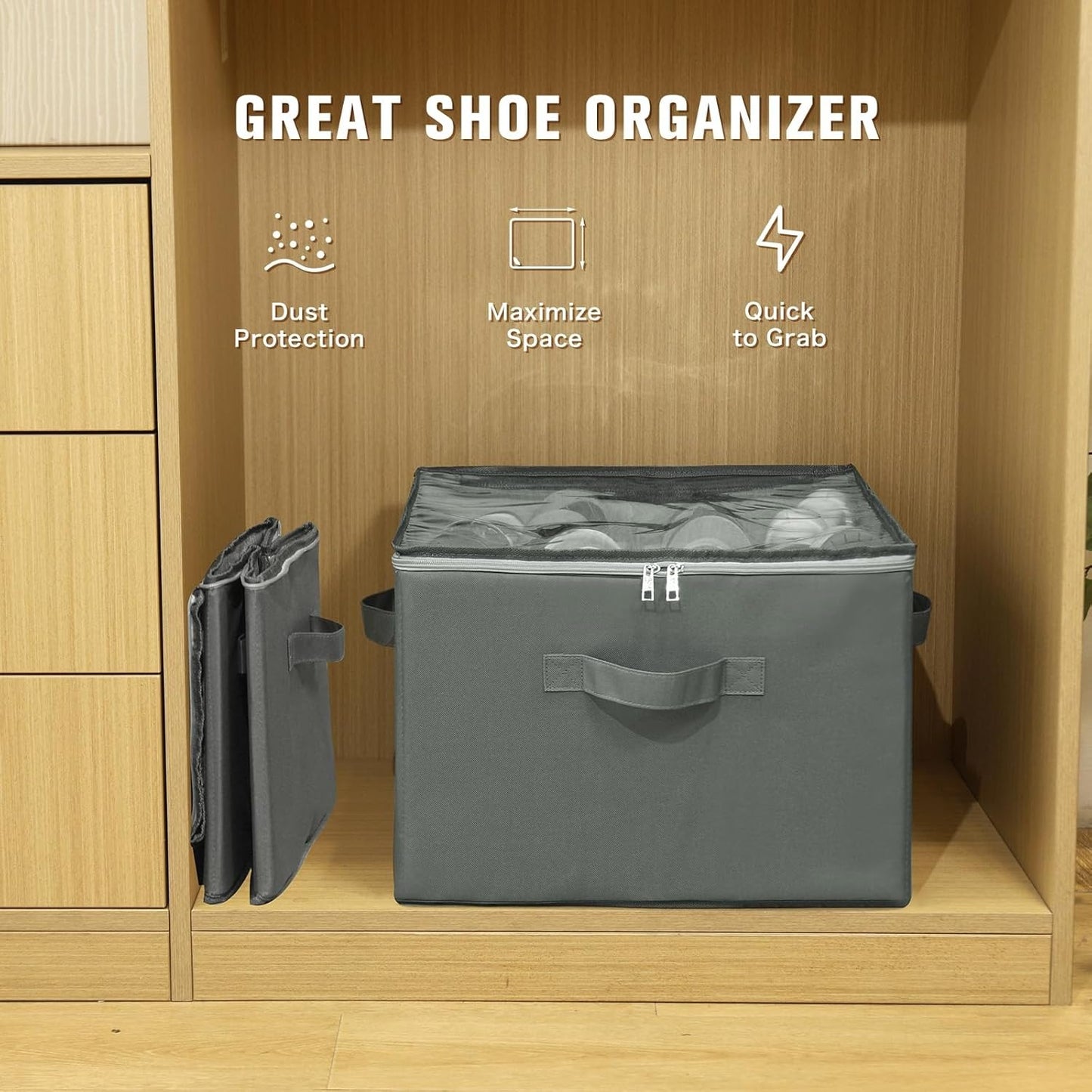 Heavy-Duty Foldable Shoe & Closet Organizer Box with Adjustable Dividers