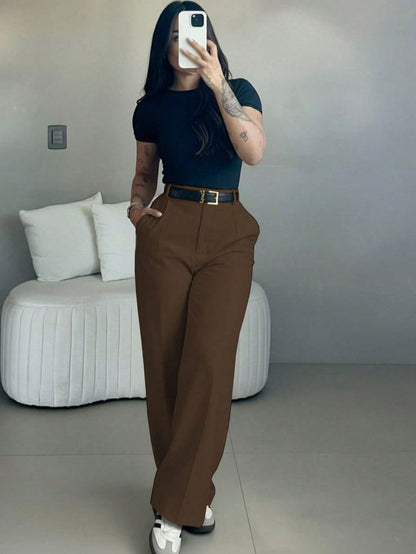 High-Waist Straight-Leg Pants