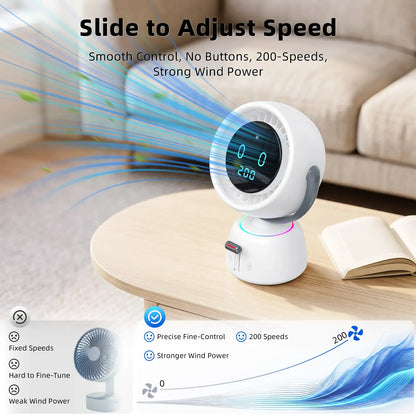 ❄️ AI Face-Tracking Desk Fan – 200-Speed Quiet Cooling with Digital Display & Type-C Charging