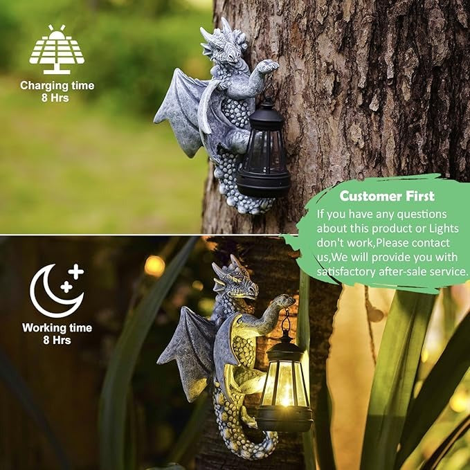 Solar Dragon Sculpture – Fantasy Garden Guardian with Enchanted Glow