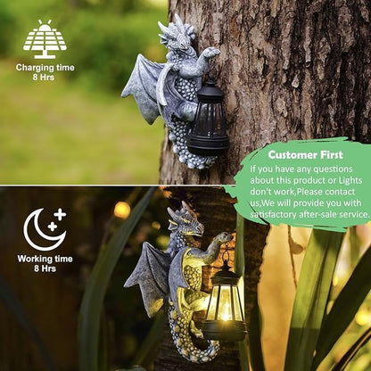 Solar Dragon Sculpture – Fantasy Garden Guardian with Enchanted Glow