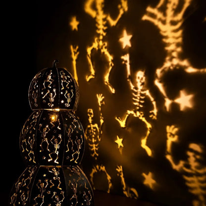 ✨ Stackable LED Pumpkin Lanterns with Skull & Skeleton Shadows