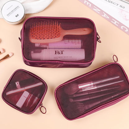 4-Piece Mesh Makeup Bag Set — See, Pack & Organize Everything Faster