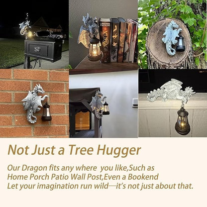 Solar Dragon Sculpture – Fantasy Garden Guardian with Enchanted Glow