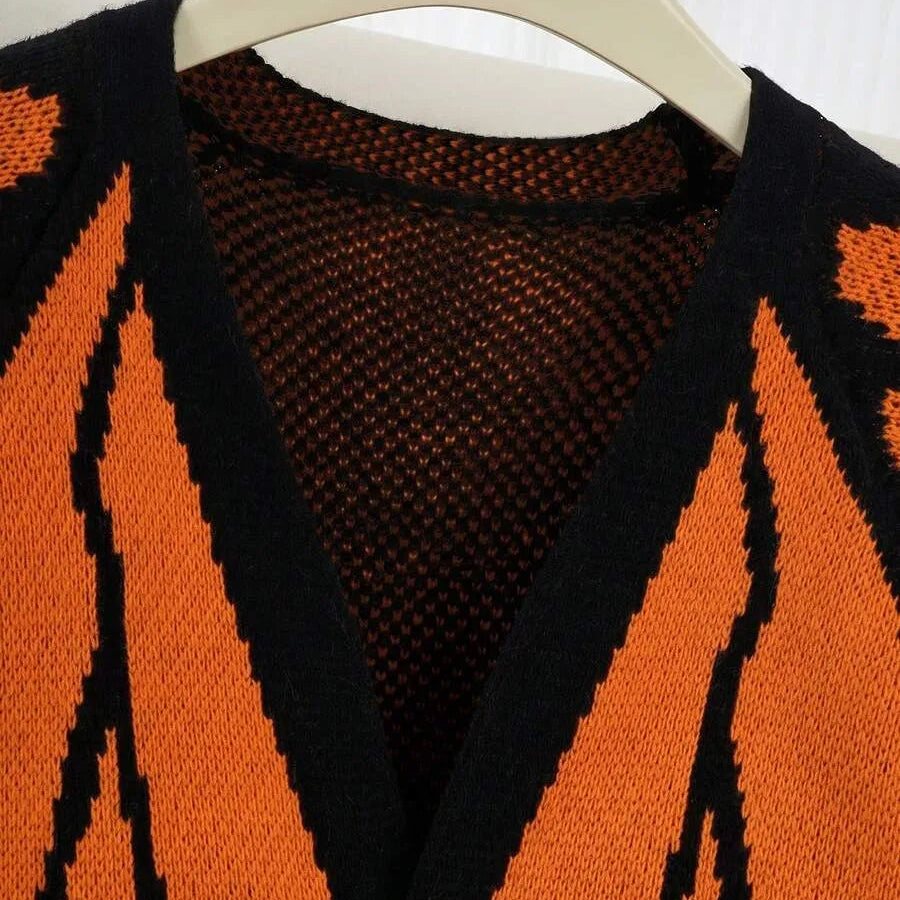 Women's Oversized Butterfly Colorblock Knit Cardigan