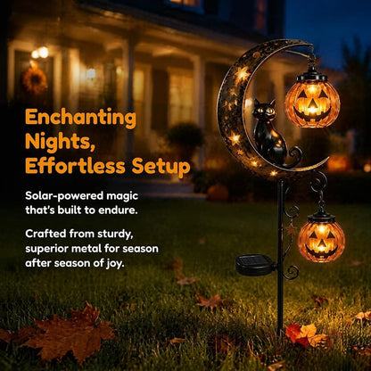 Solar Halloween Cat Garden Stake Lights – Outdoor Pumpkin Moon Yard Decor