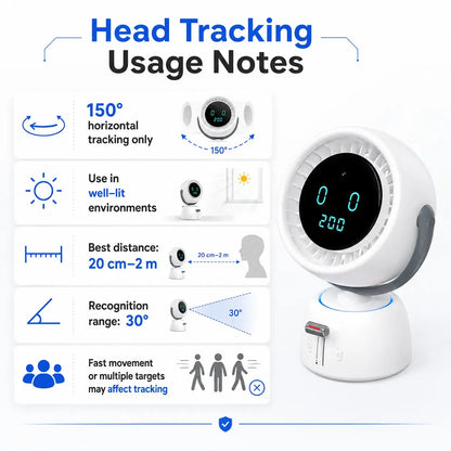❄️ AI Face-Tracking Desk Fan – 200-Speed Quiet Cooling with Digital Display & Type-C Charging