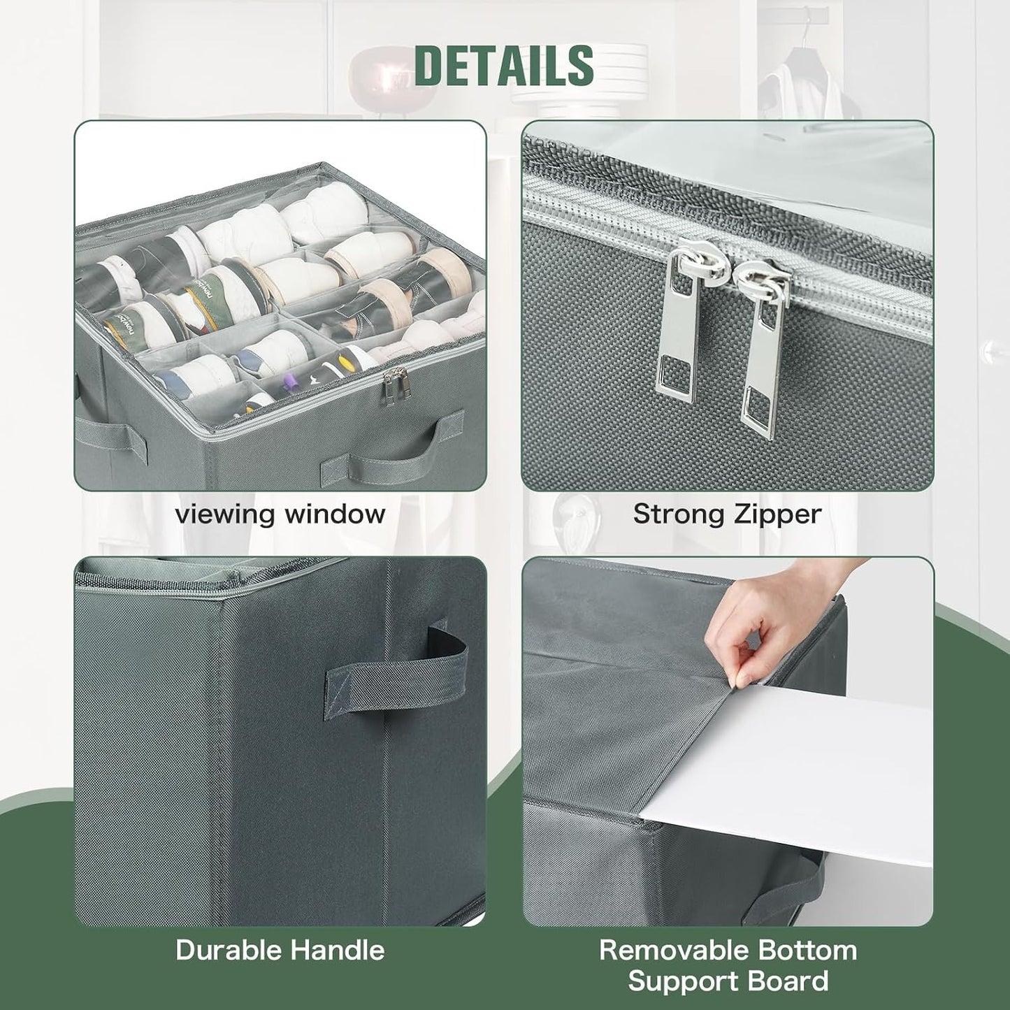Heavy-Duty Foldable Shoe & Closet Organizer Box with Adjustable Dividers
