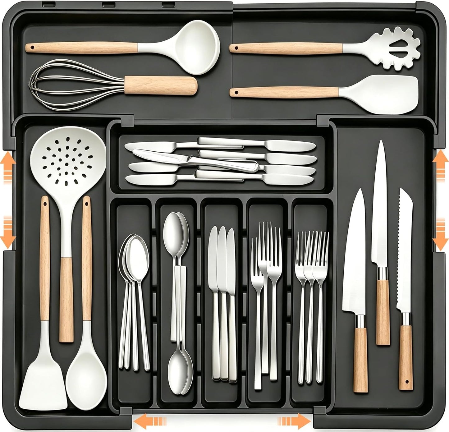 3-Way Expandable Cutlery &amp; Knife Organizer