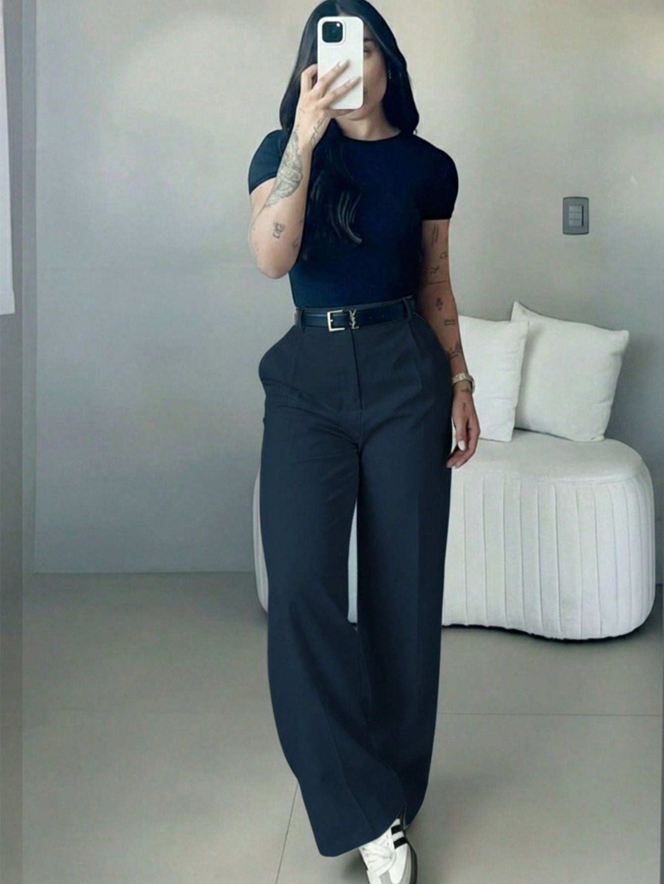 High-Waist Straight-Leg Pants