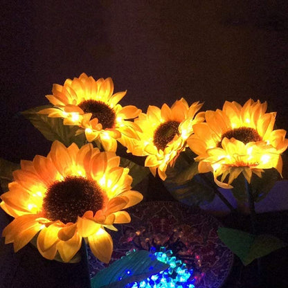 Enchanted Garden 30” Solar Sunflowers - Dual-Mode Light-Up Fiber Optic Yard Stakes